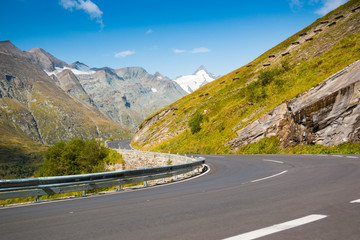 Country road to Grossglockner at the alps in Austria