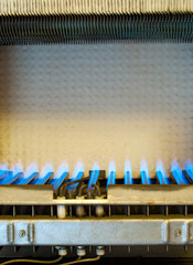 Fototapeta premium Working gas water heater inside.