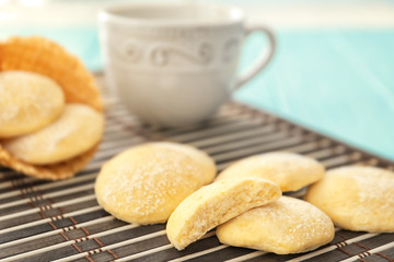 Homemade cookies with lemon flavor on table