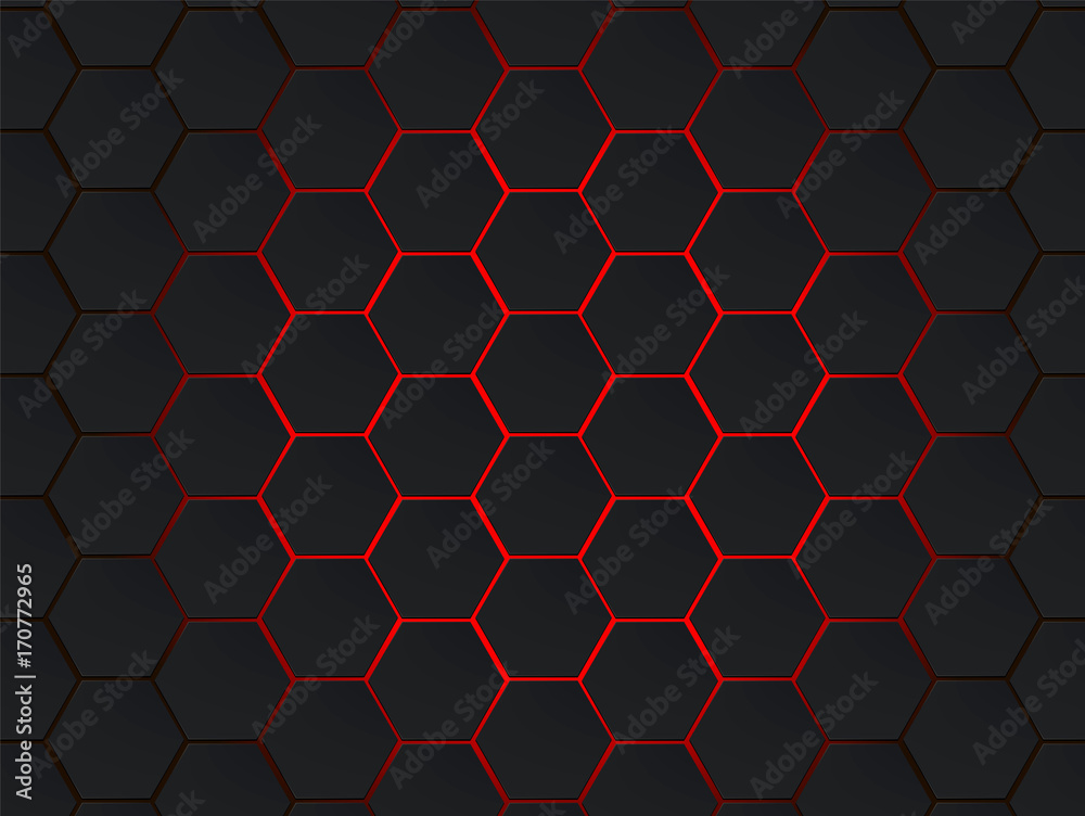 Wall mural dark gray and red hexagons modern geometrical vector abstract background. polygon concept with moder