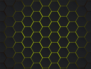 Dark gray and yellow hexagons modern geometrical vector abstract background. Polygon concept with modern efect for technology banner.