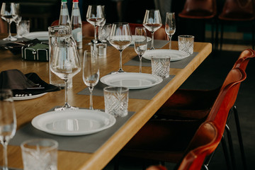 Table setting for dining at a high end wedding.