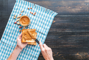 peanut butter on a toast