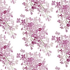 Seamless pattern. Pink flowers lilac. Vector background banner.