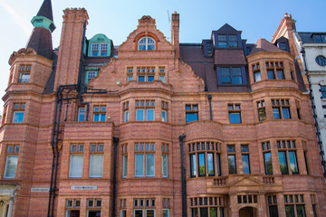  Elite properties of London. Facade of residential buildings in the Kensington, one of the most expensive places to live in UK. London. Gloucester street.