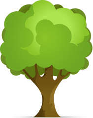 Cartoon Forest or Park Tree With Gradient Isolated on White Background. Vector Illustration with Shadow.