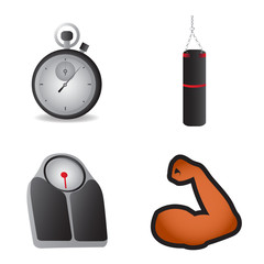 Set of fitness object icons on a white background, Vector illustration