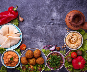 Selection of Middle eastern or Arabic dishes. 