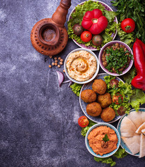 Selection of Middle eastern or Arabic dishes. 