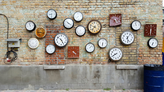 Clock on a brick wall