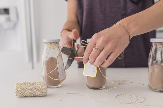 Preparing Homemade Hot Cocoa Mix as a Gift