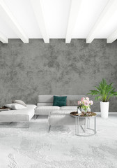 Vertical Bedroom Minimal or Loft style Interior Design. 3D Rendering. Concept idea.