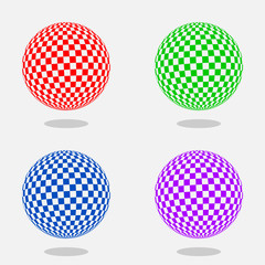 Abstract globe dotted sphere. 3d halftone effect vector background. Color vector illustration.
