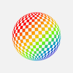 Abstract globe dotted sphere. 3d halftone effect vector background. Color vector illustration.