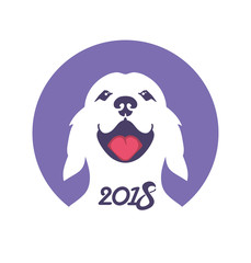Dog 2018 symbol of the Chinese calendar. Vector flat design. 