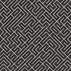 Irregular Maze Lines. Abstract Geometric Background Design. Vector Seamless Black and White Chaotic Pattern.