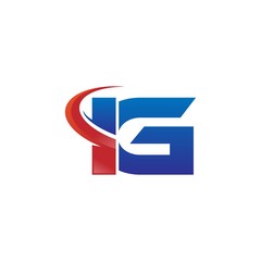 modern vector initial letters logo swoosh ig red blue