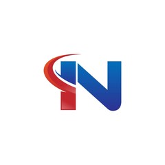 modern vector initial letters logo swoosh in red blue