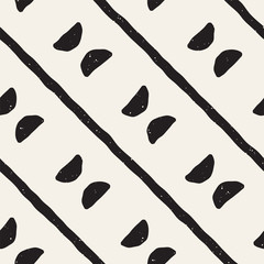 Seamless pattern with hand drawn lines. Abstract background with freehand brush strokes. Black and white texture. Ornament for wrapping paper.