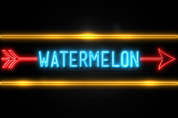 Watermelon  - fluorescent Neon Sign on brickwall Front view