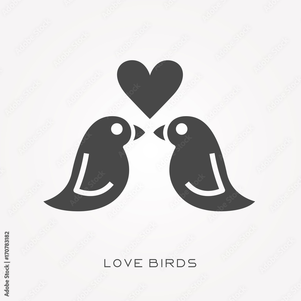 Wall mural Silhouette icon love birds