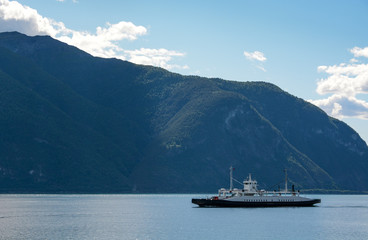 Ferry crossing fjord