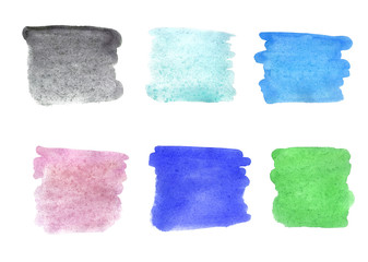 Six fragments of the background painted with watercolors in different colors