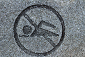 No Swimming Asphalt Sign