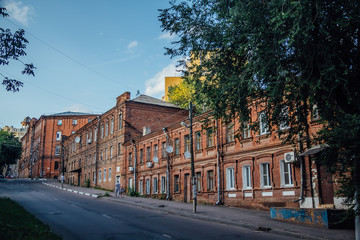 Old Voronezh 20th Anniversary of the Komsomol street. Historical houses of red brick