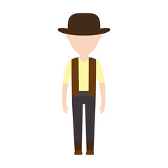 man wearing a hat icon over white background colorful design vector illustration