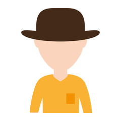 man wearing a hat icon over white background colorful design vector illustration
