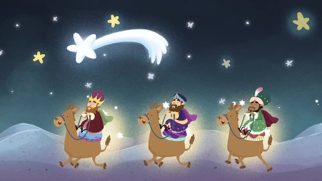 reyes magos siguiendo la estrella 