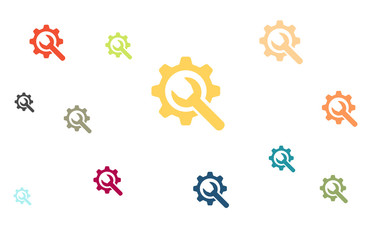 Wallpaper - bunte Zahnr&auml;der mit Schraubenschl&uuml;ssel