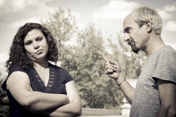 Couple in negative attitude angry