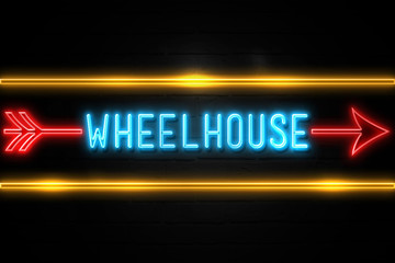 Wheelhouse  - fluorescent Neon Sign on brickwall Front view © 7cgart