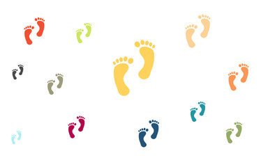 Viele bunte Fußspuren