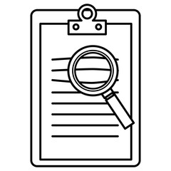 clipboard document with magnifying glass vector illustration design
