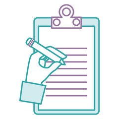 clipboard document with hand writing vector illustration design