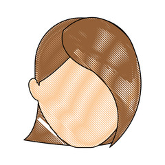 woman face icon over white background colorful design vector illustration