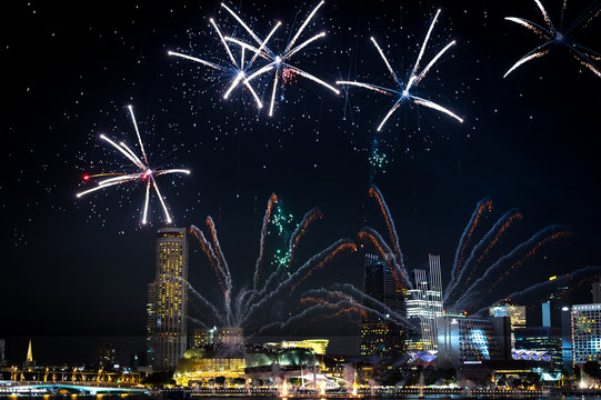 Firework in 52th National Day at Marina Bay, Singapore