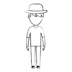 man wearing a hat icon over white background vector illustration