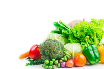 collection vegetables isolated white background