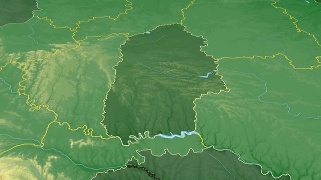 Khmelnytskyy - Ukraine, region extruded. Bumps shaded