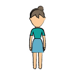 avatar woman standing icon over white background colorful design vector illustration