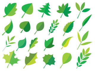 green Leaves icon set separated from white background,Vector illustration