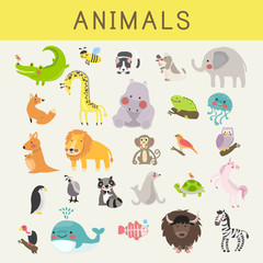 Fototapeta na wymiar Illustration drawing style set of wildlife
