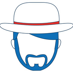 man wearing a hat icon over white background colorful design vector illustration