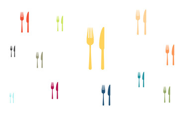 Viele bunte Messer ung Gabel