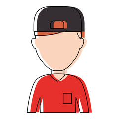 avatar man with a hat icon over white background colorful design vector illustration