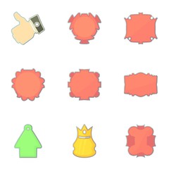 Shop tags icons set, cartoon style
